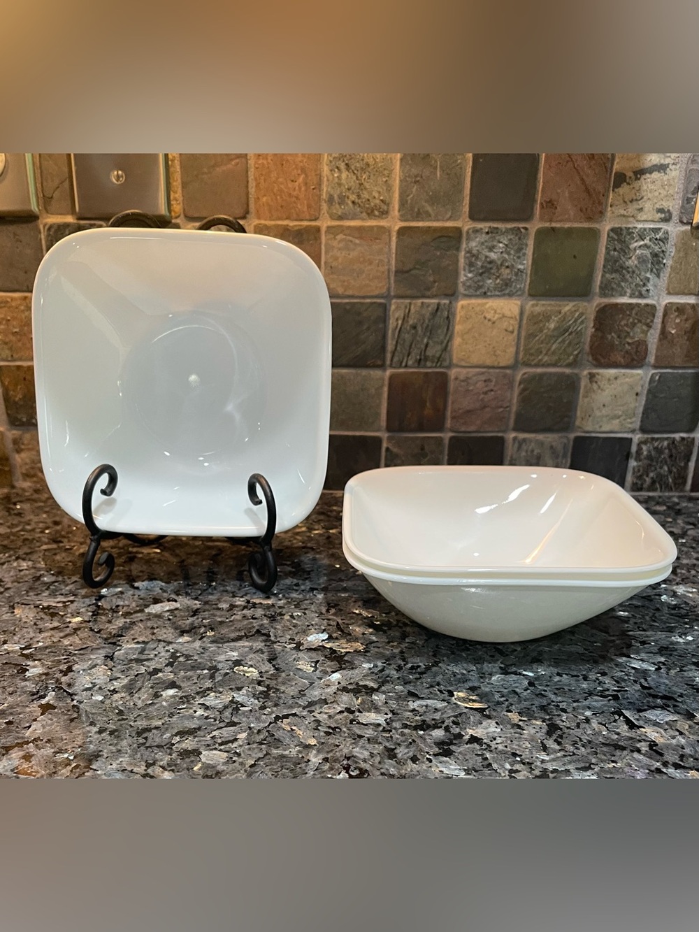 Corelle White Square 6 3/8” Cereal Soup Bowls - Set of 3